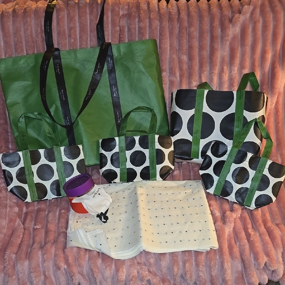 Kate Spade Green and Black Polka Dot Bags, etc.